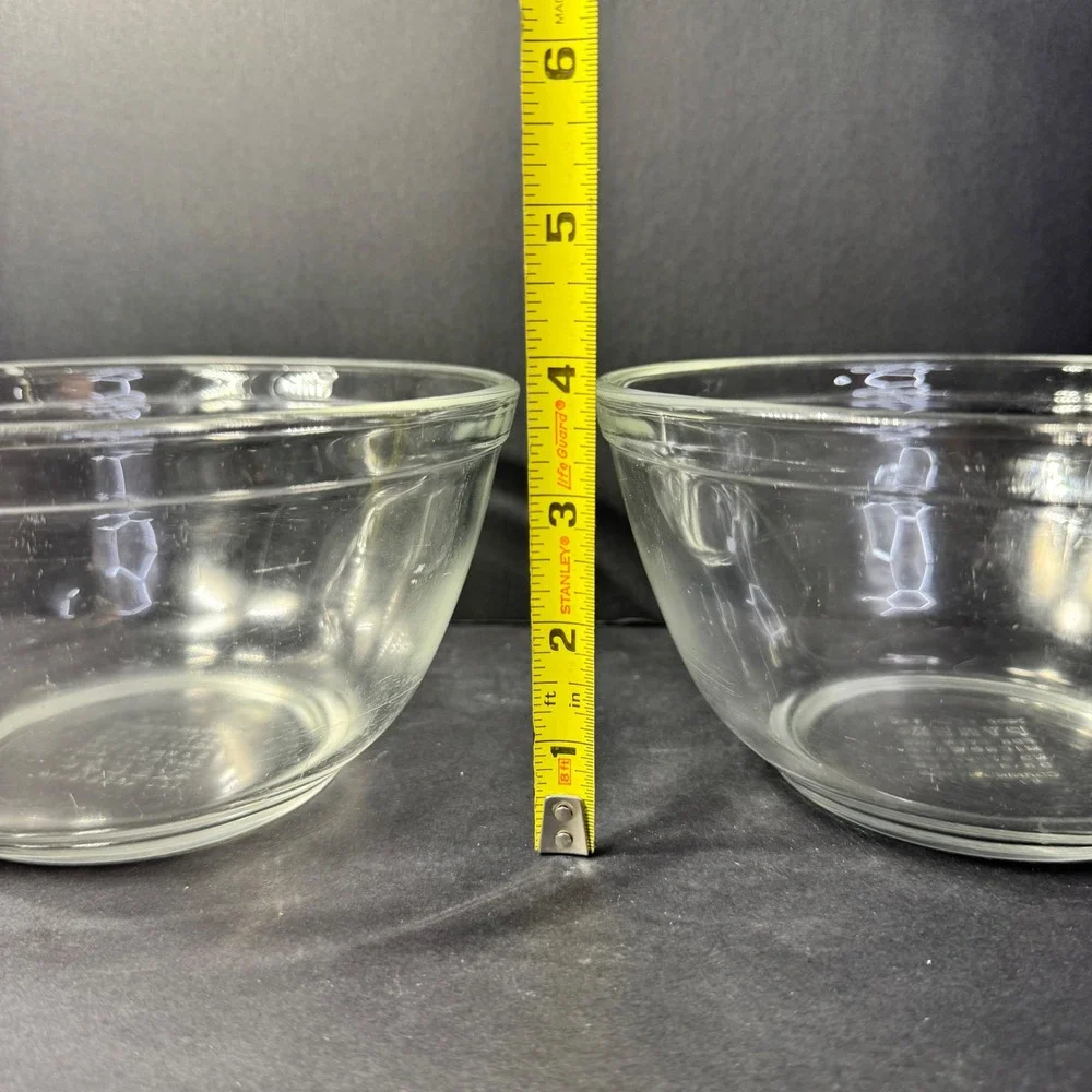 Pyrex 7402 Clear Glass Mixing Bowls Set of 2 1.5 Quart‎ 6 Cup Round Made in USA